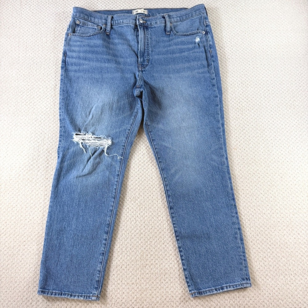 Madewell Mid-Rise Perfect Vintage Jean Womens 33 Crop Distressed Straight Leg